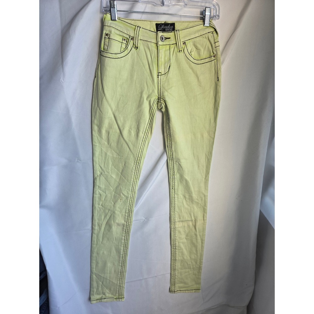 London Bridge  Jeans Womens  Neon Yellow Acid Skinny Low Rise Slim
